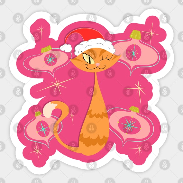 Orange Cat with Pink Ornaments Sticker by SillySpoooks